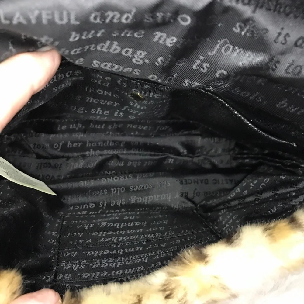 Kate Spade Run Wild Leopard Print Faux Fur Muff Cat Crossbody Bag - Picture 13 of 16